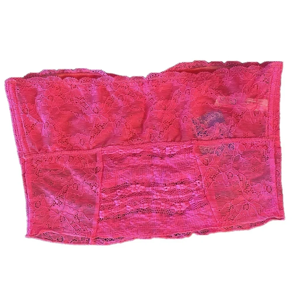 Free People Intimately Galloon Scalloped Cropped Lace Bra Bandeau Medium Pink